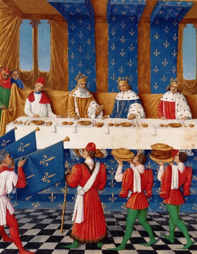 Banquet Given by Charles V in Honour of His Uncle Emperor Charles IV in 1378, from the Grandes Chroniques de France by Jean Fouquet